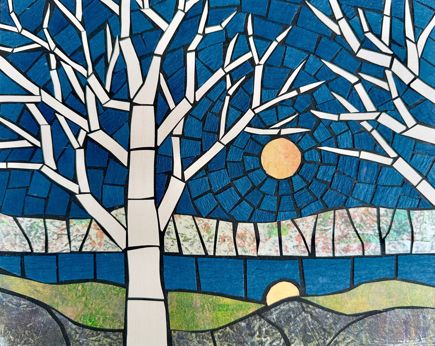 Handcrafted Collage Landscape Wall Art with Trees