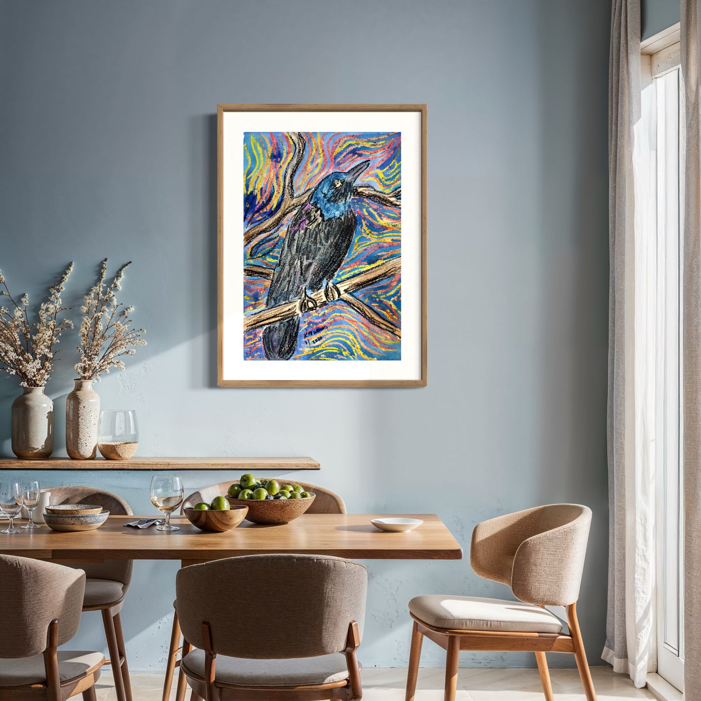 Print of Abstract Crow Mixed Media Painting