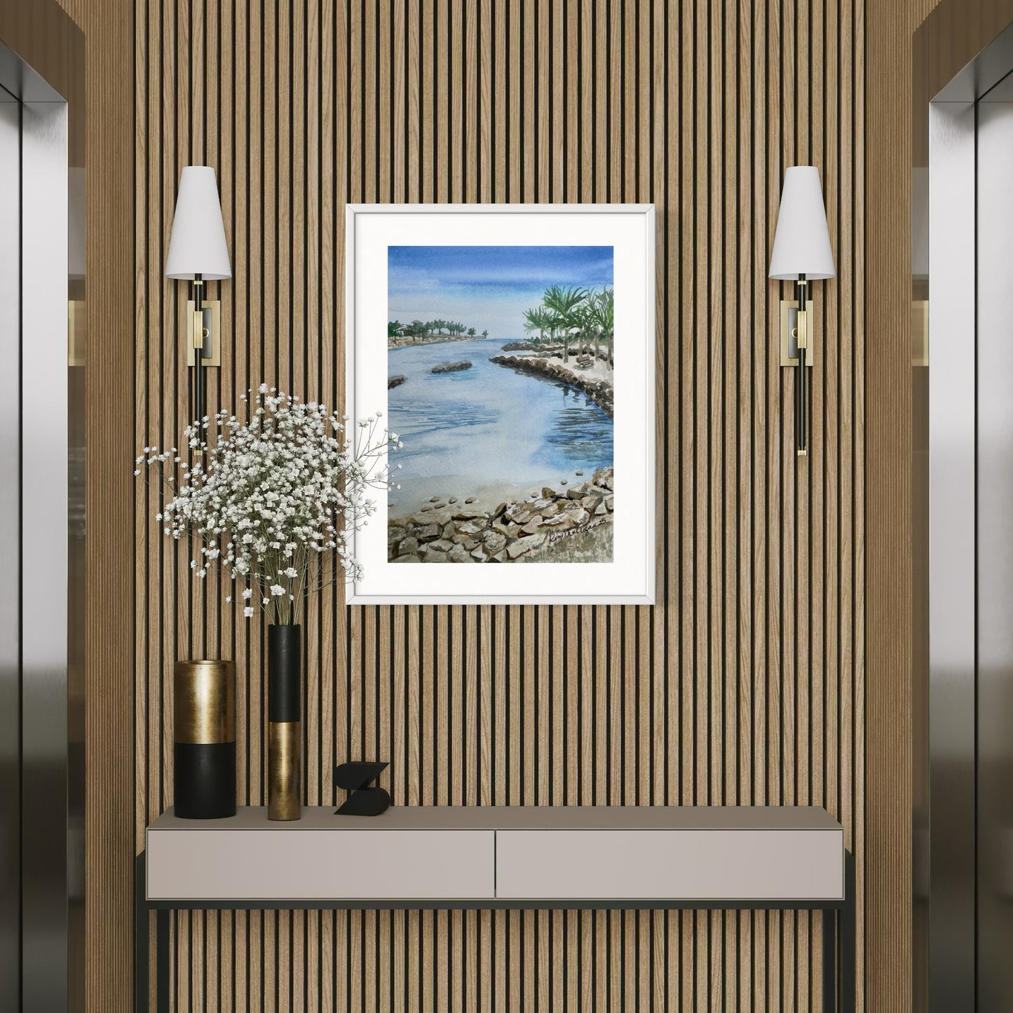 Print of Dubois Park at Jupiter Inlet Watercolor Painting