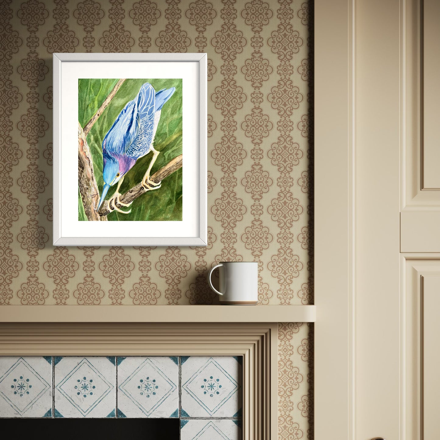 Little Green Heron Original Watercolor Painting