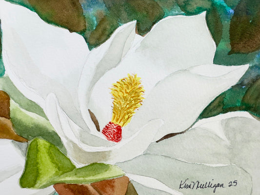 Print of Magnolia Blossom Watercolor Painting