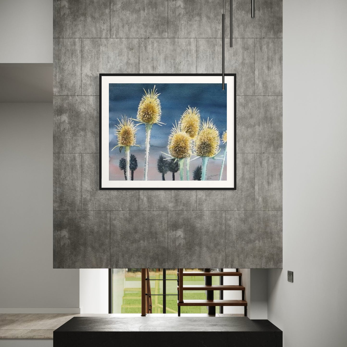 Print of Wild Teasel Watercolor Painting