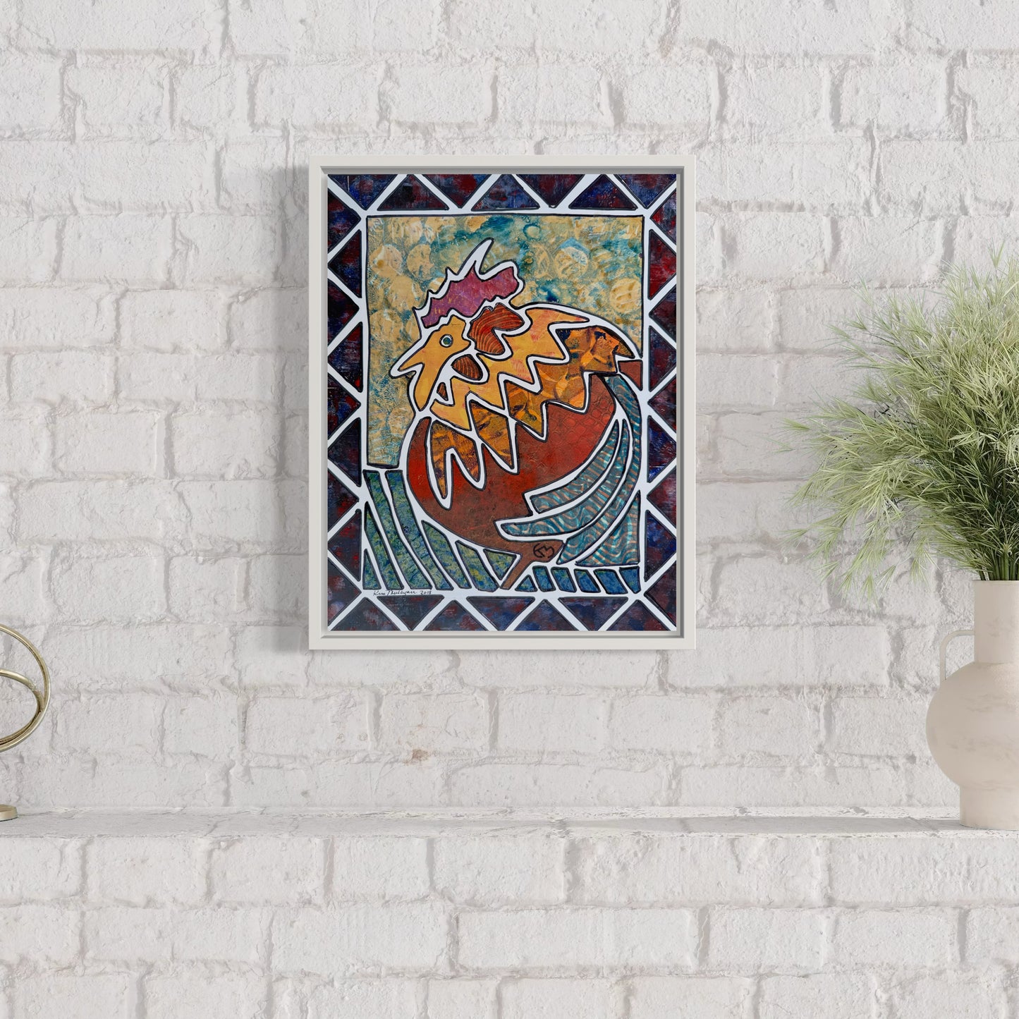 Print of Rooster Collage Art