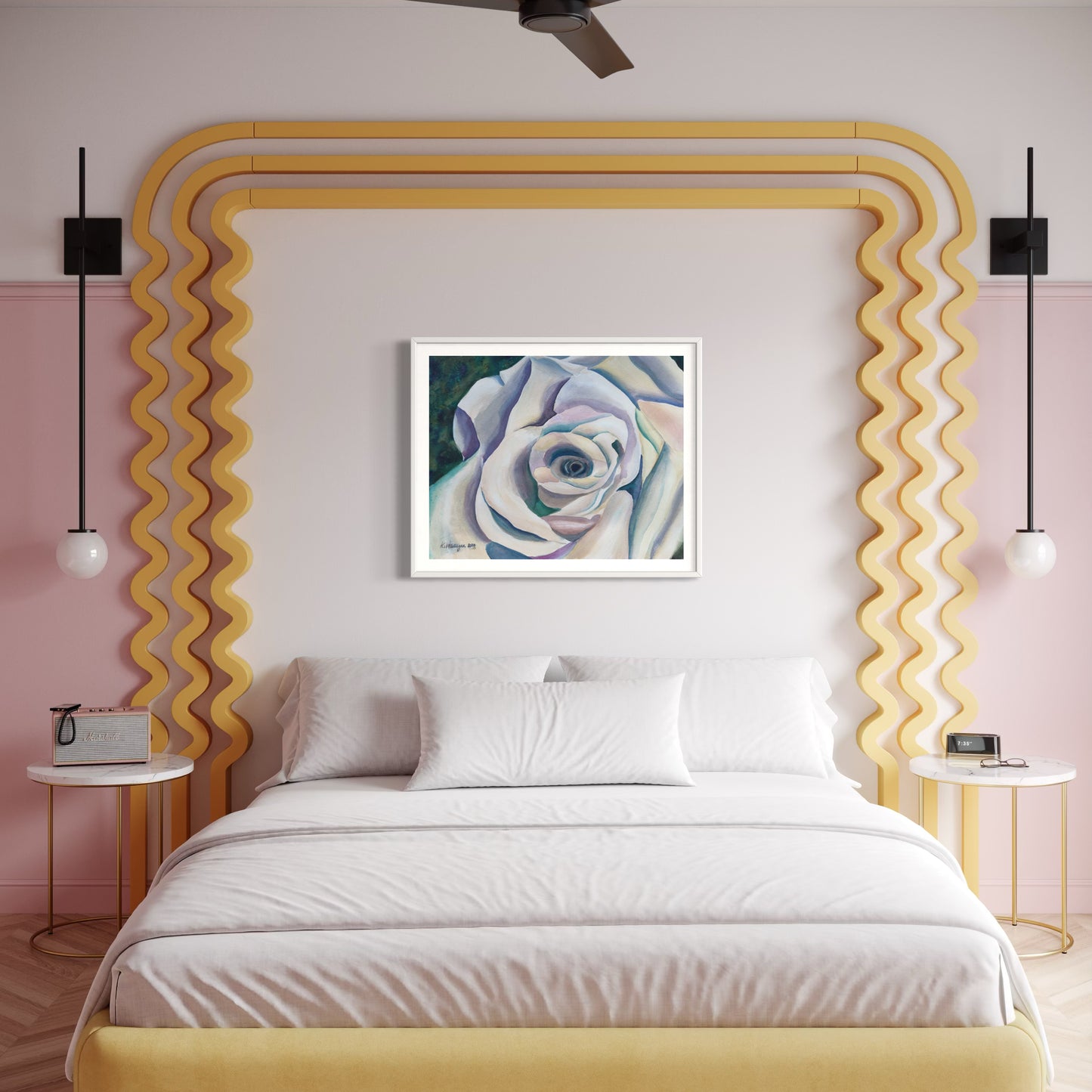 Print of Multicolored Rose Watercolor Painting