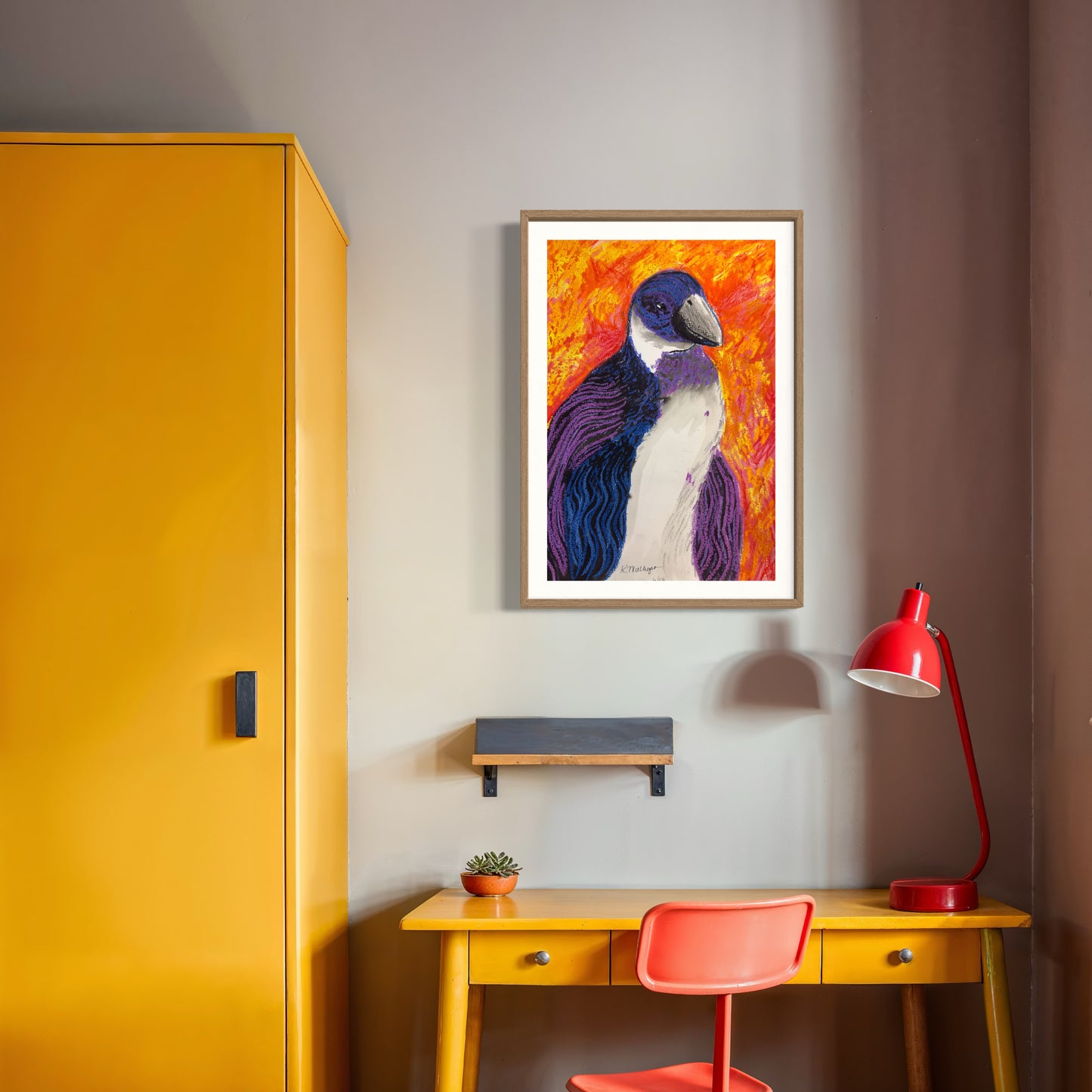 Penguin Abstract Art Original Mixed Media Painting