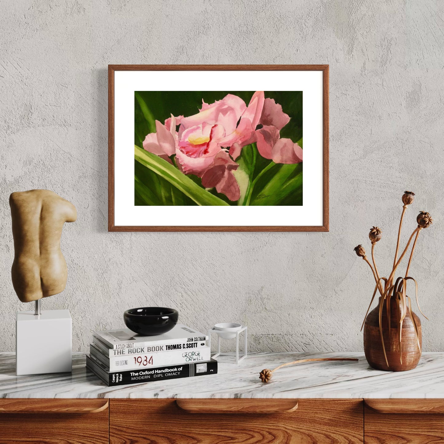 Pink Iris Blossom Original Watercolor Painting