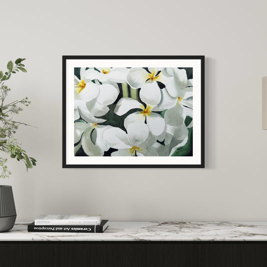 Print of Plumeria Flowers Watercolor Painting