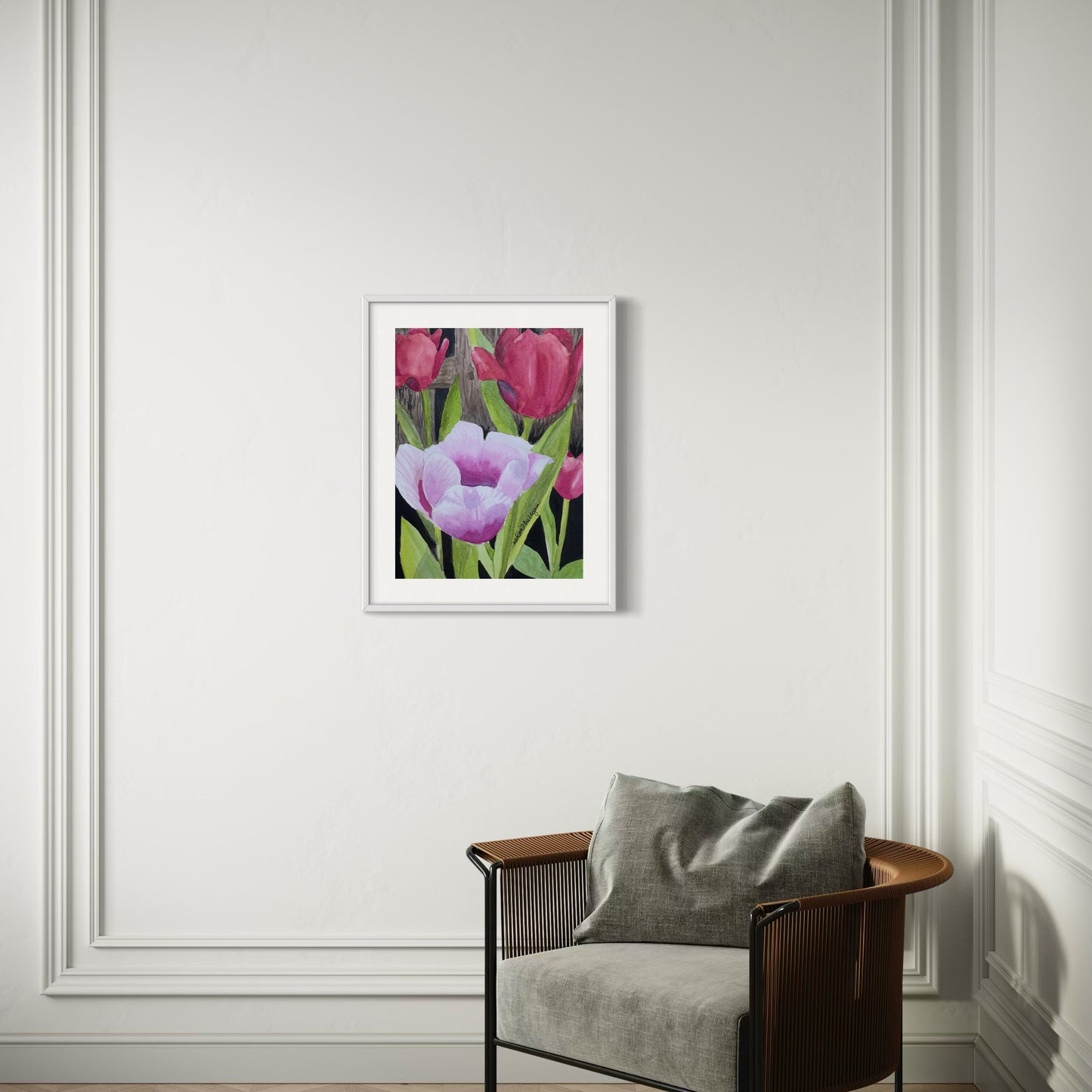 Tulip Garden Original Watercolor Painting