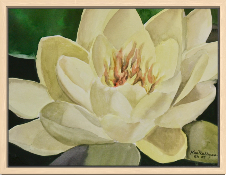 Print of Yellow Waterlily Watercolor Painting