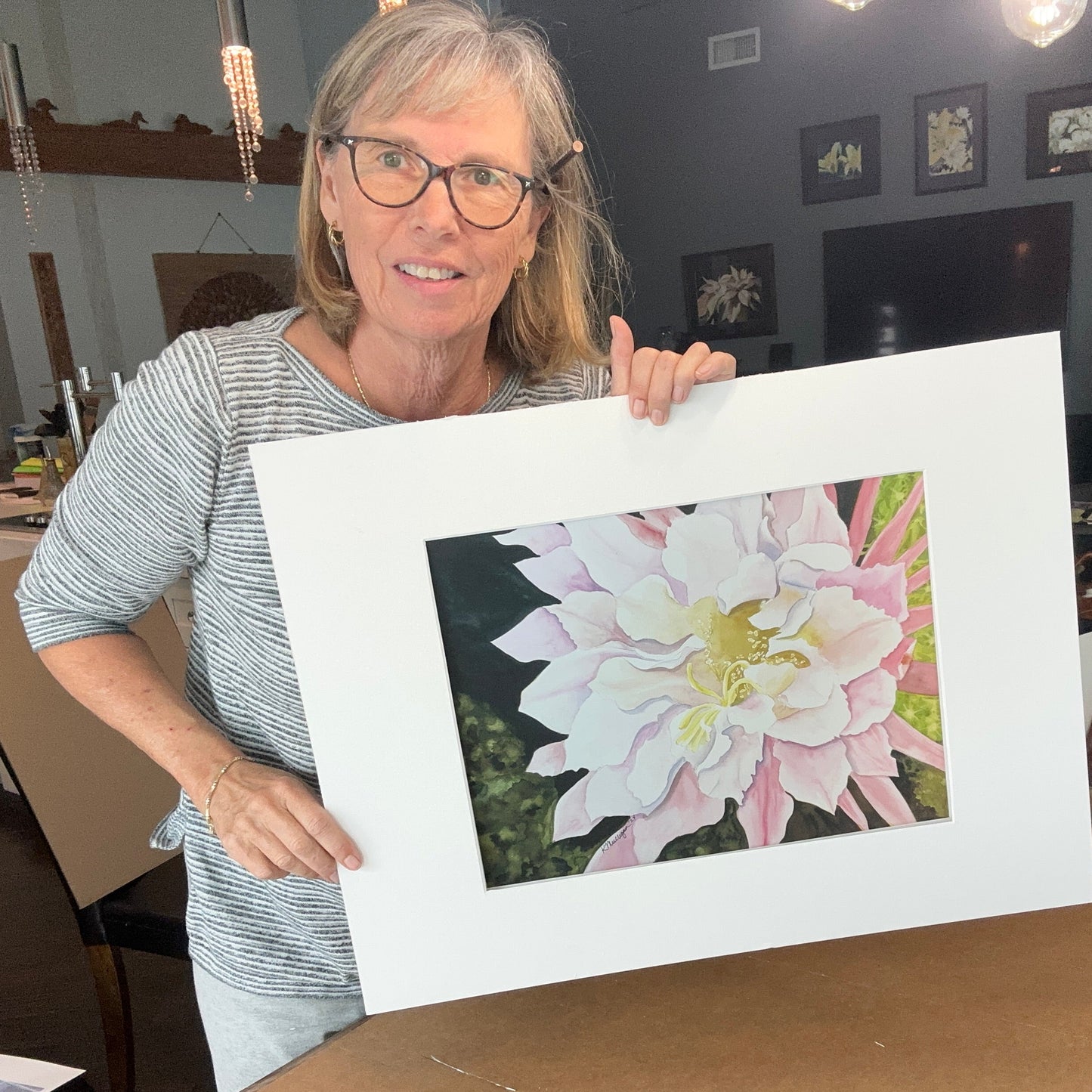Pink Cactus Flower Original Watercolor Painting