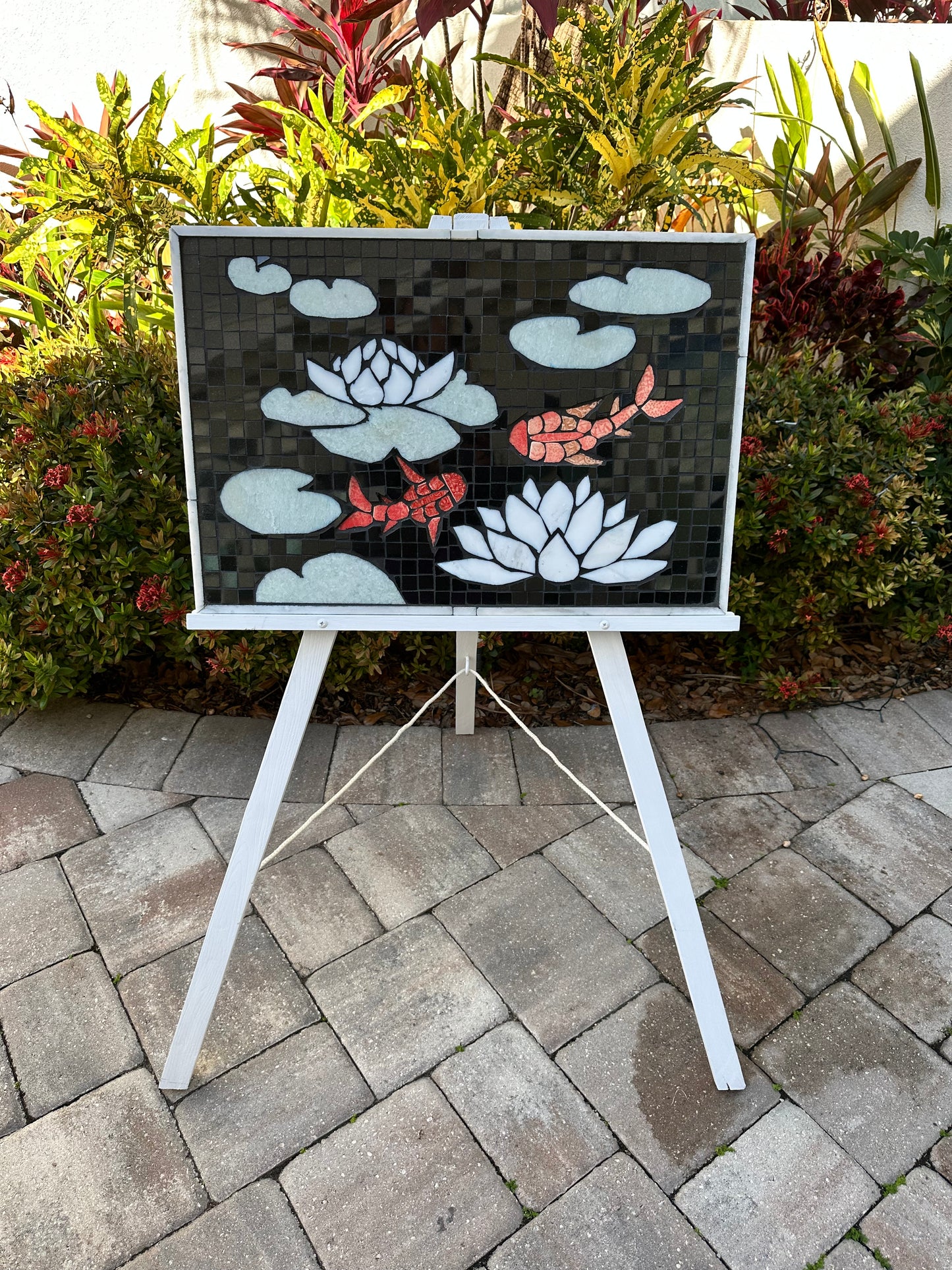 Water lilies and Goldfish Handcrafted Mosaic Art