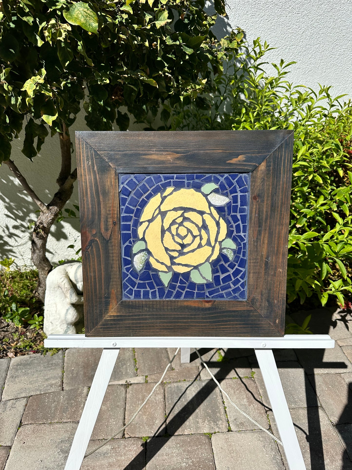 Handcrafted Mosaic Art: Yellow Rose