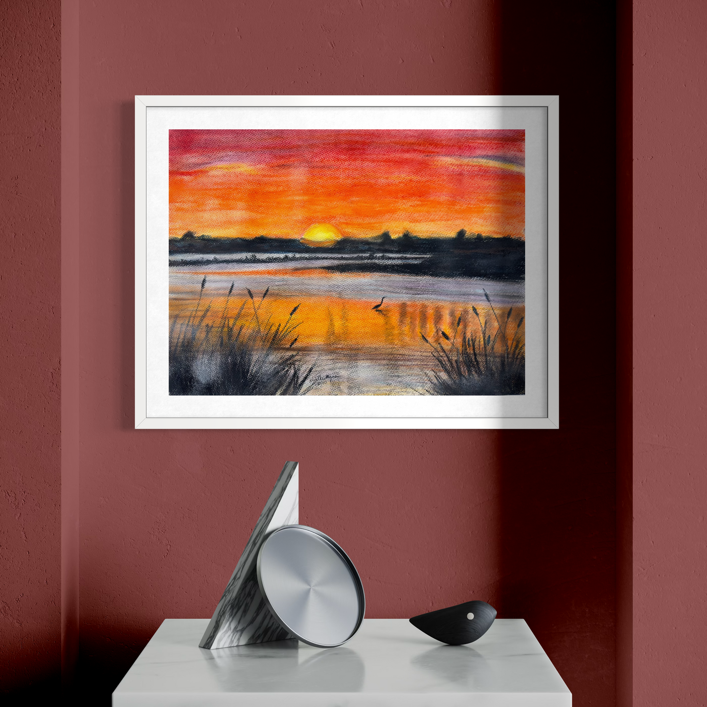 Print of Original Pastel Painting: North Carolina Sunset Pastel Painting