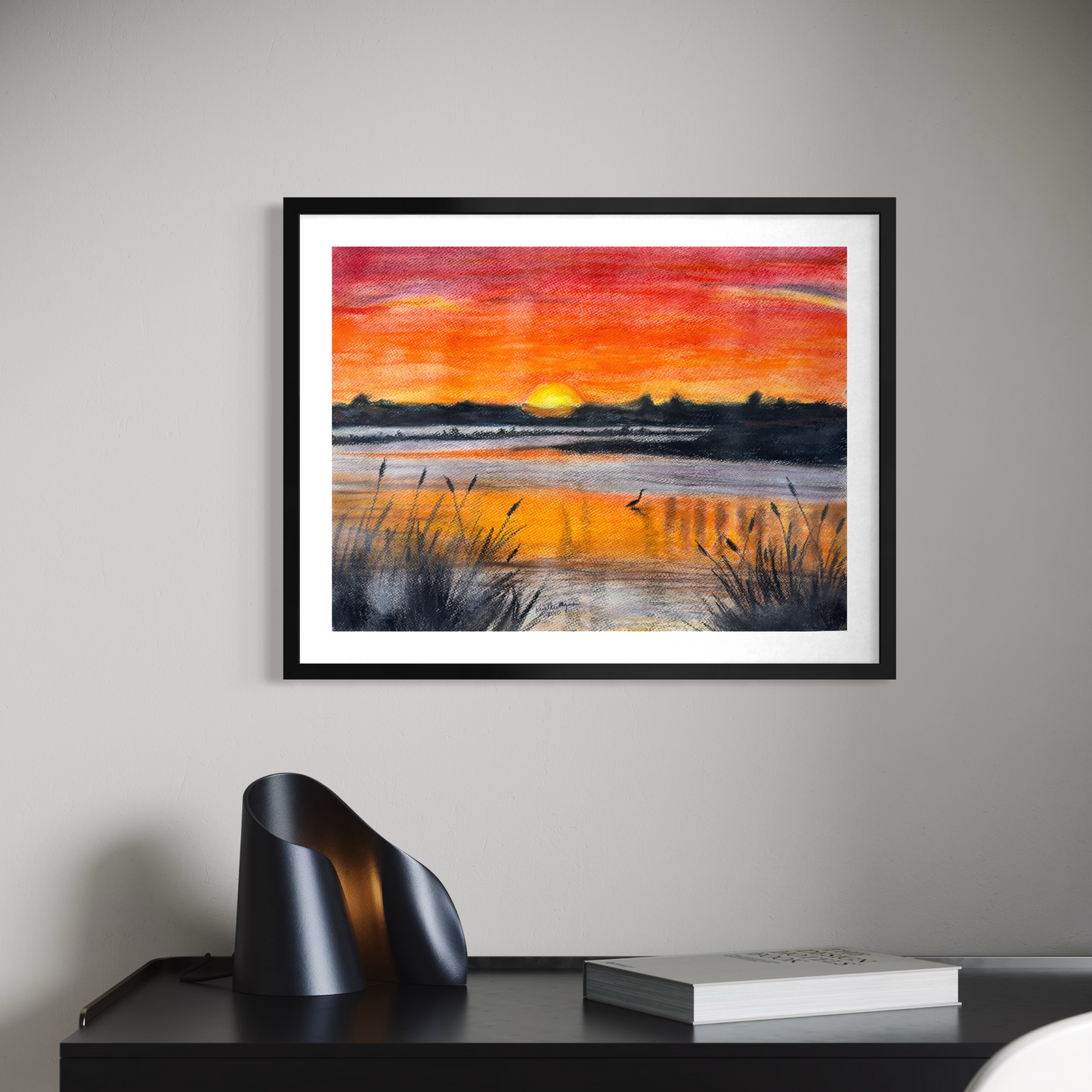 Print of Original Pastel Painting: North Carolina Sunset Pastel Painting