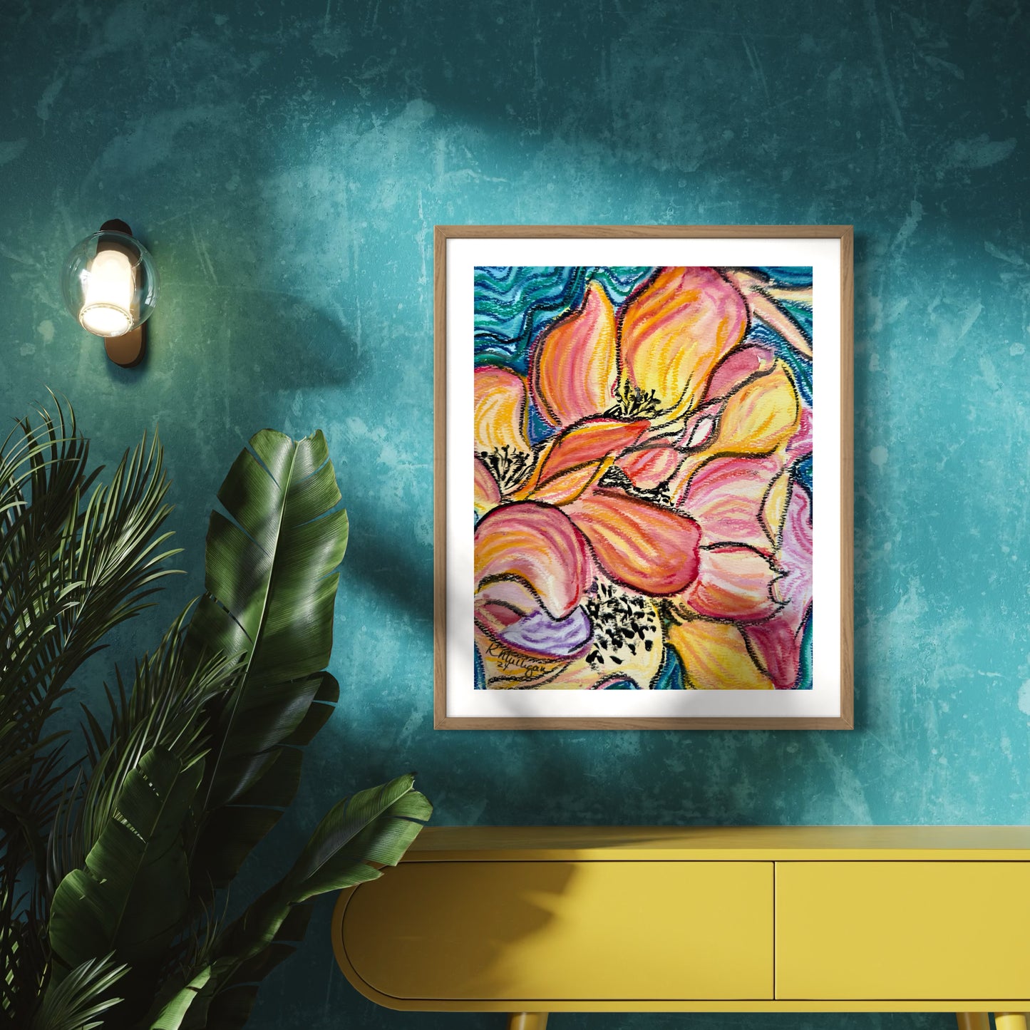 Abstract Floral Original Mixed Media Painting