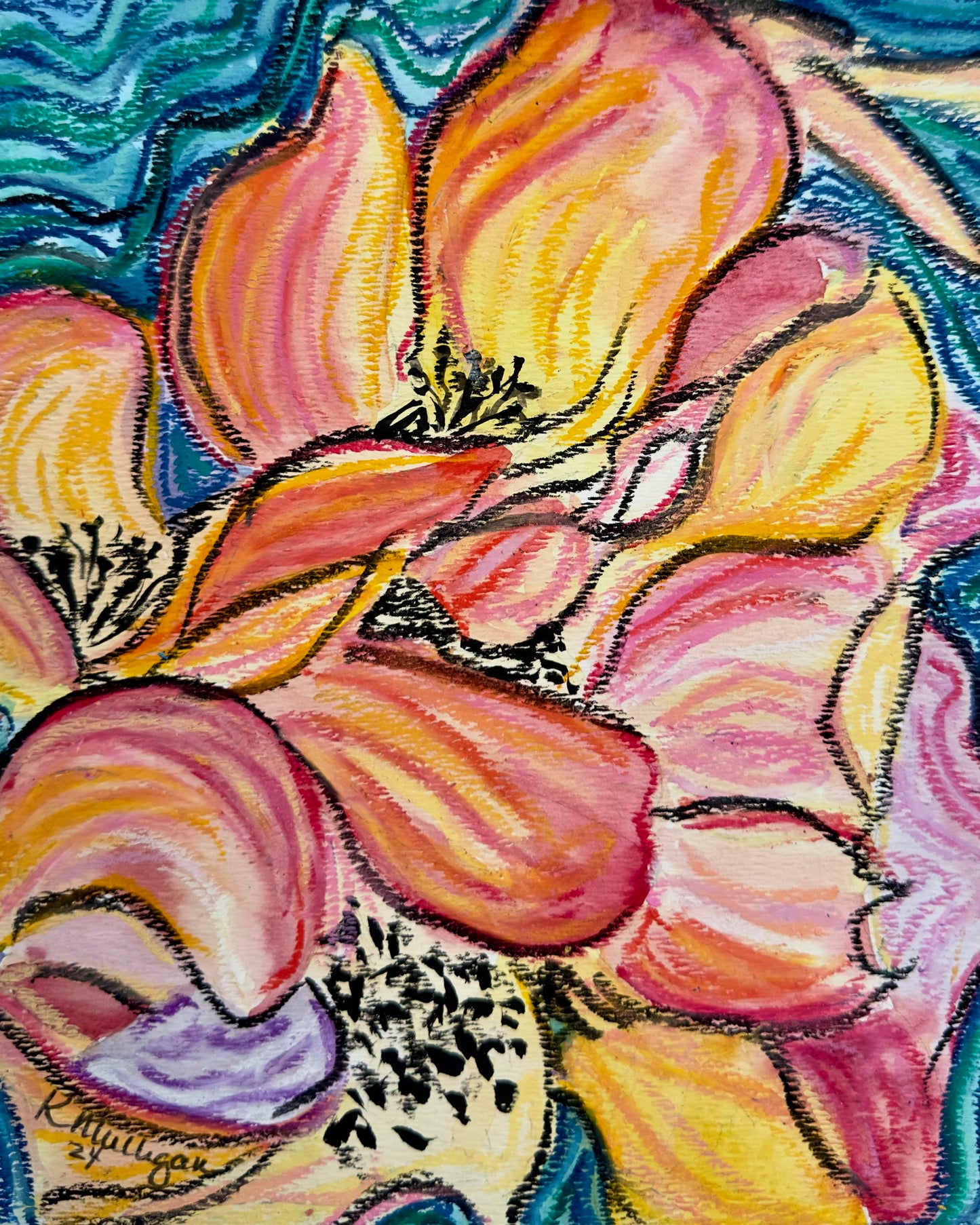 Abstract Floral Original Mixed Media Painting