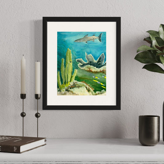 Barracuda and Coral Original Watercolor Painting