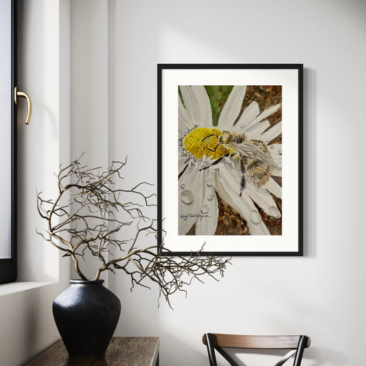 Print of Bumblebee on Flower from Watercolor Painting