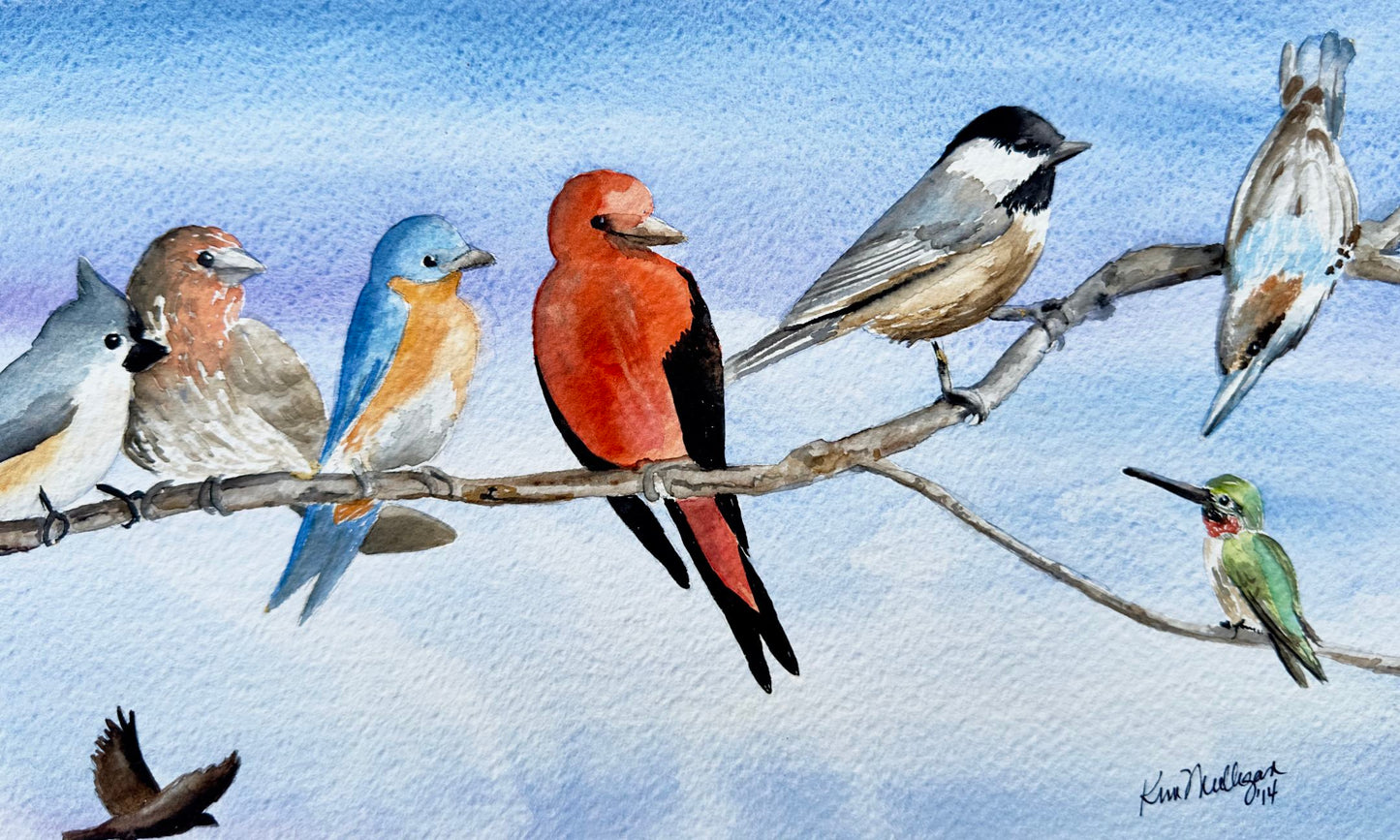 Backyard Birds Original Watercolor Painting