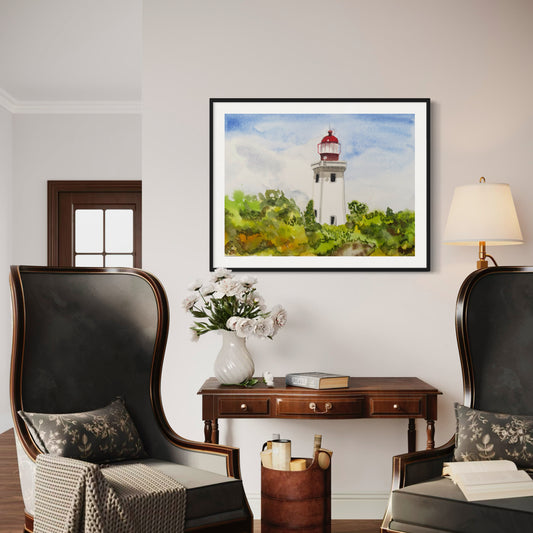 Print ofAlfanzina Lighthouse in Lagos Portugal