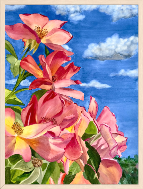 Print Of Pink Roses Watercolor Painting