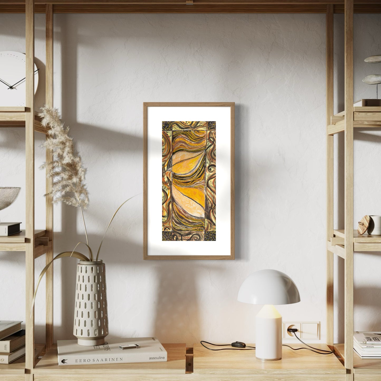 Print of Fall Leaves Mixed Media Painting
