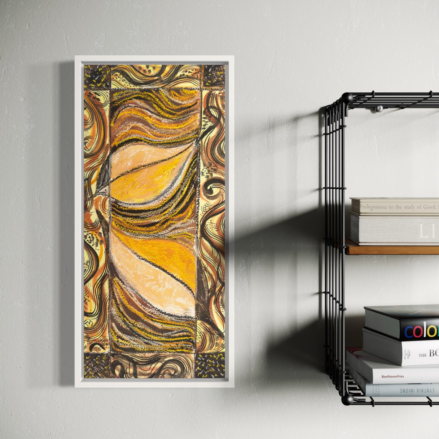 Print of Fall Leaves Mixed Media Painting