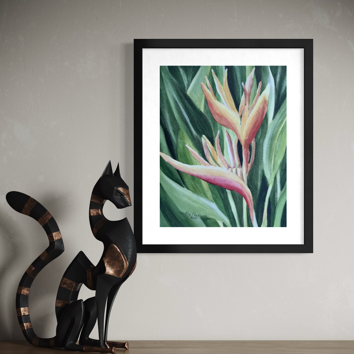 Print of a Heliconia Flower Watercolor Painting