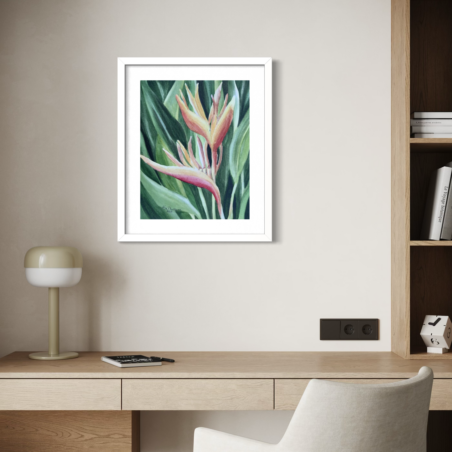 Print of a Heliconia Flower Watercolor Painting