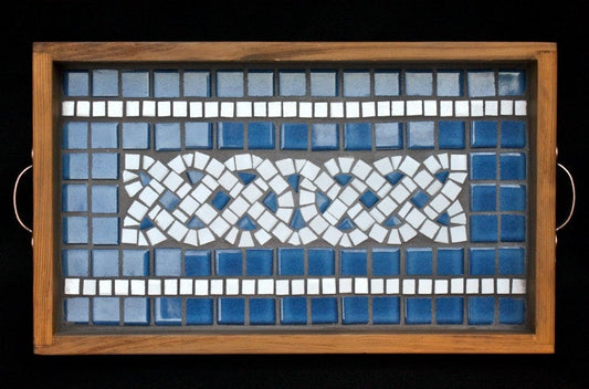 Celtic Knot Blue and White Mosaic Serving Tray