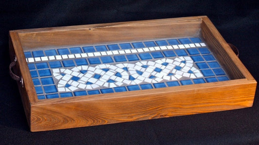 Celtic Knot Blue and White Mosaic Serving Tray
