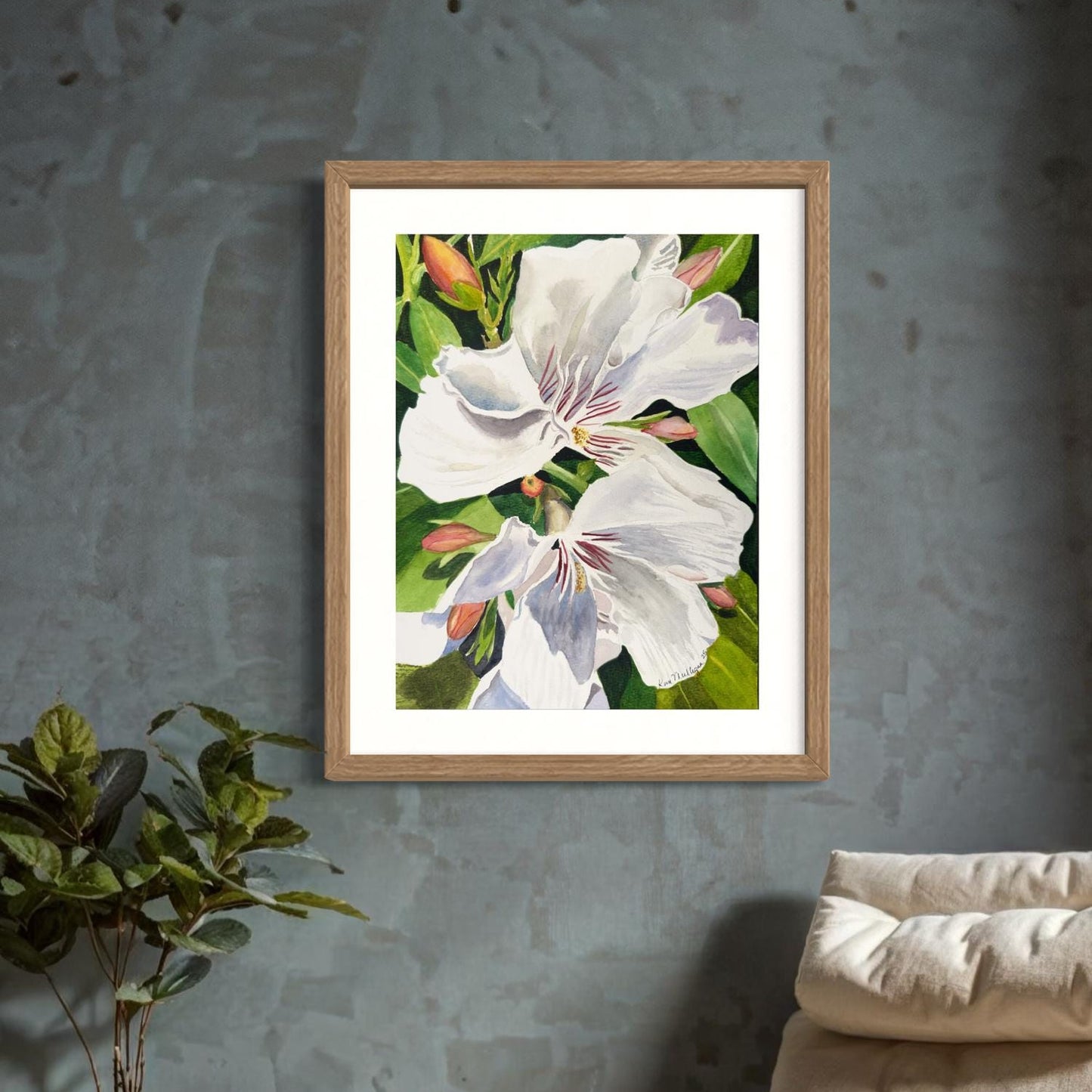 Print of White Oleander Flower
