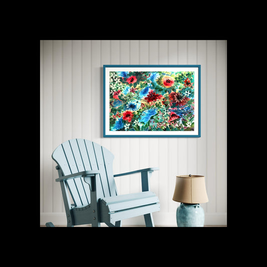 Colorful Garden Floral Original Watercolor Painting