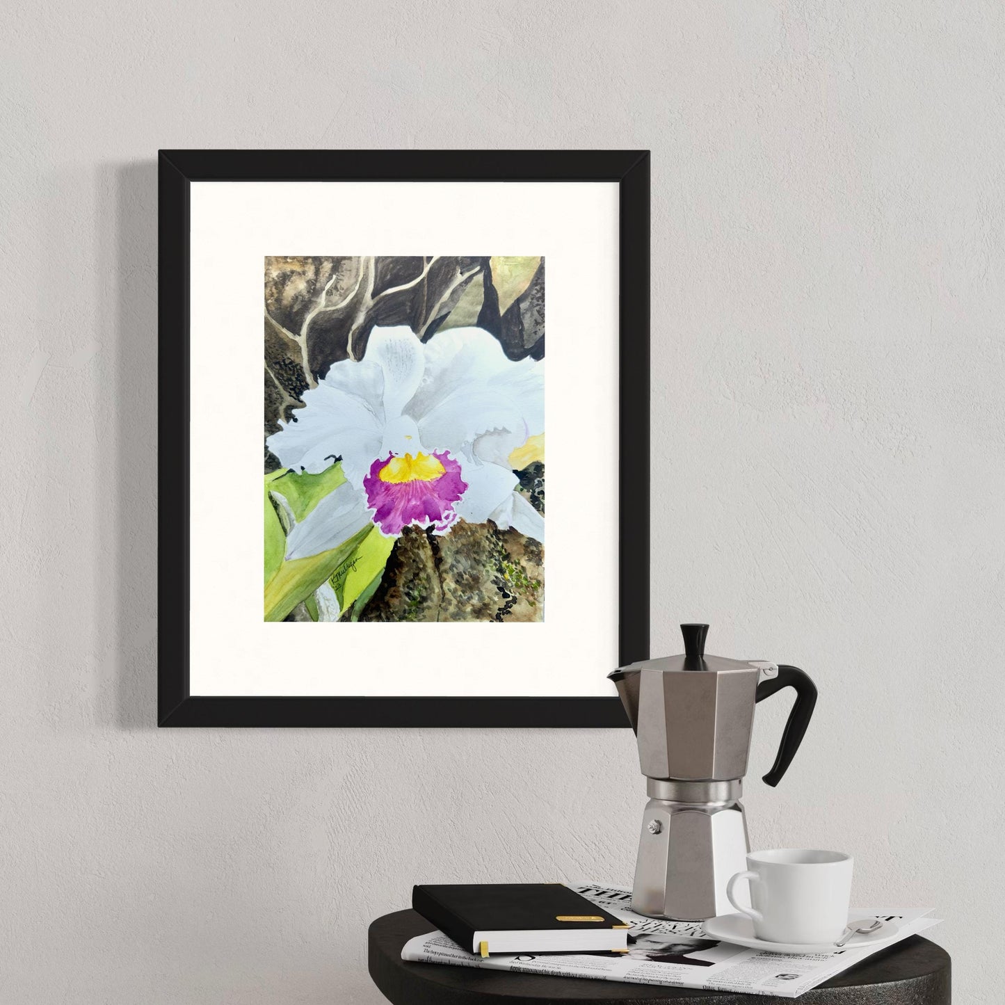 Print of Pink and White Orchid Flower