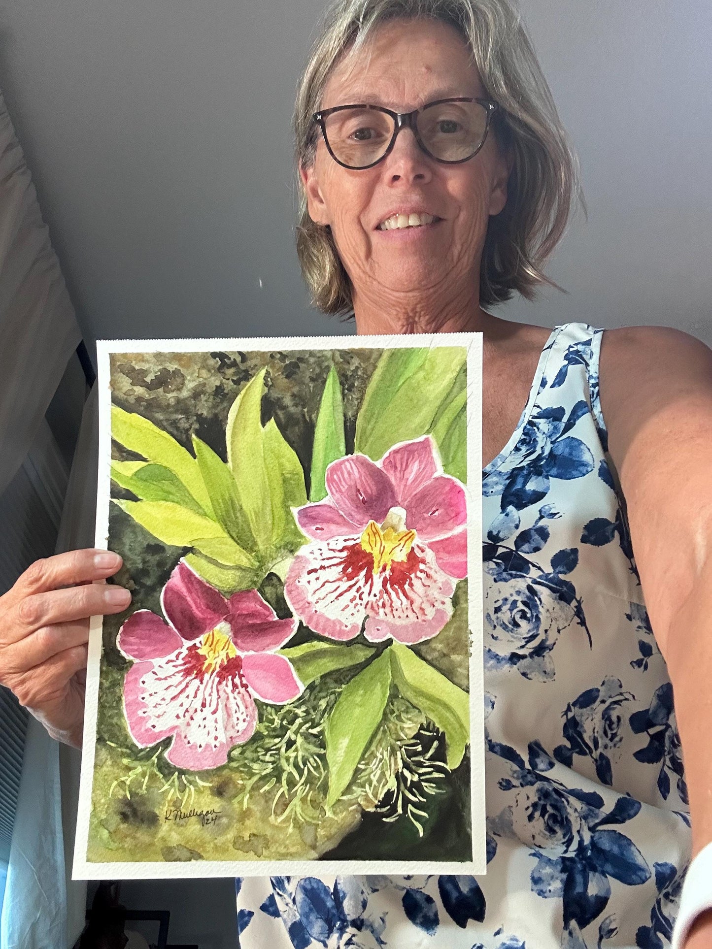 Print of Pink and White Orchids