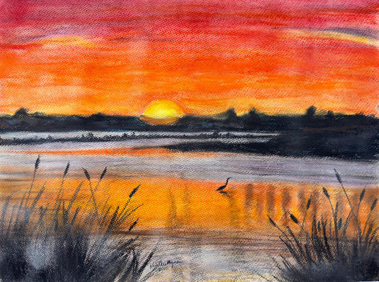 Print of Original Pastel Painting: North Carolina Sunset