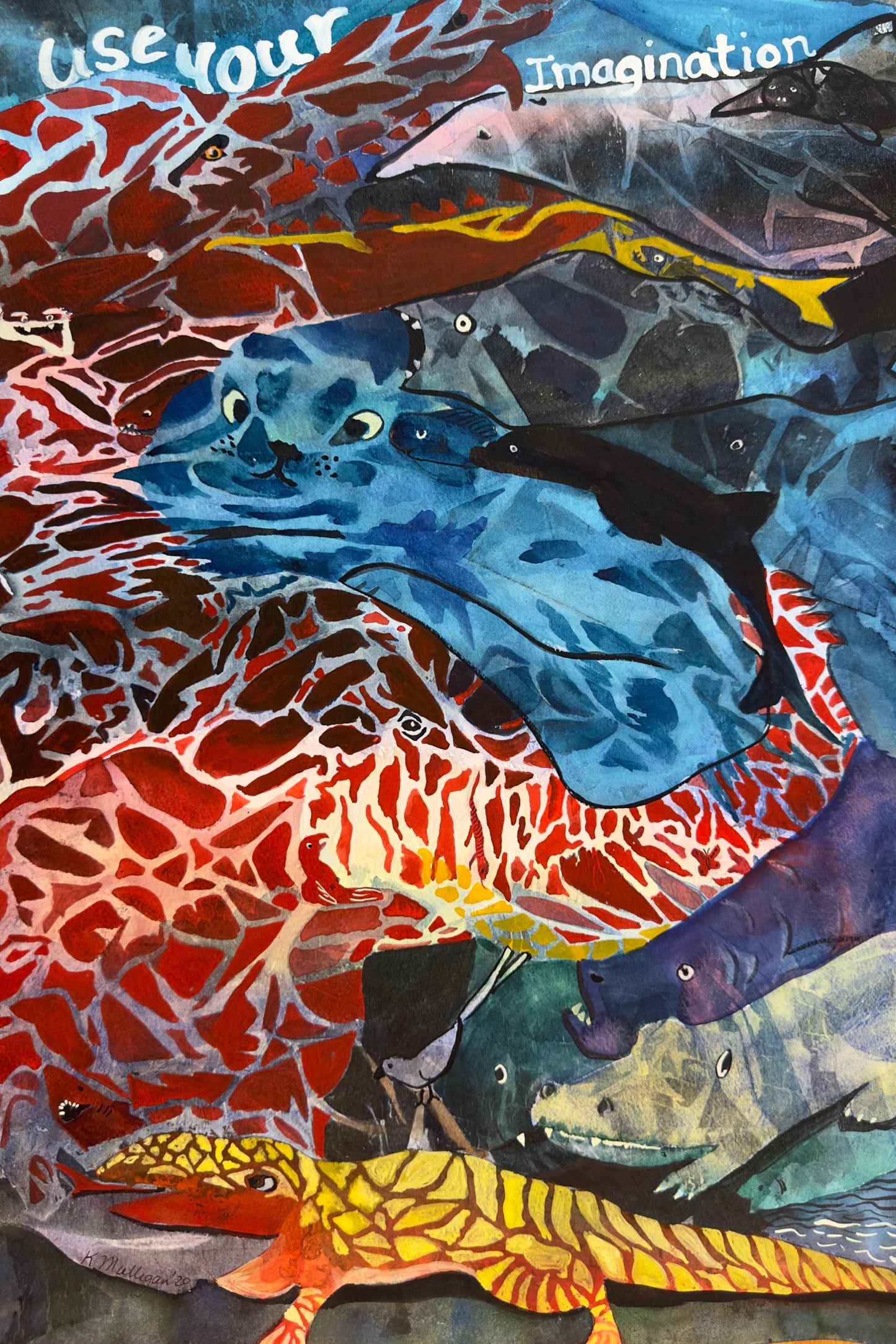 Use Your Imagination Abstract Original Watercolor Painting - 22x15