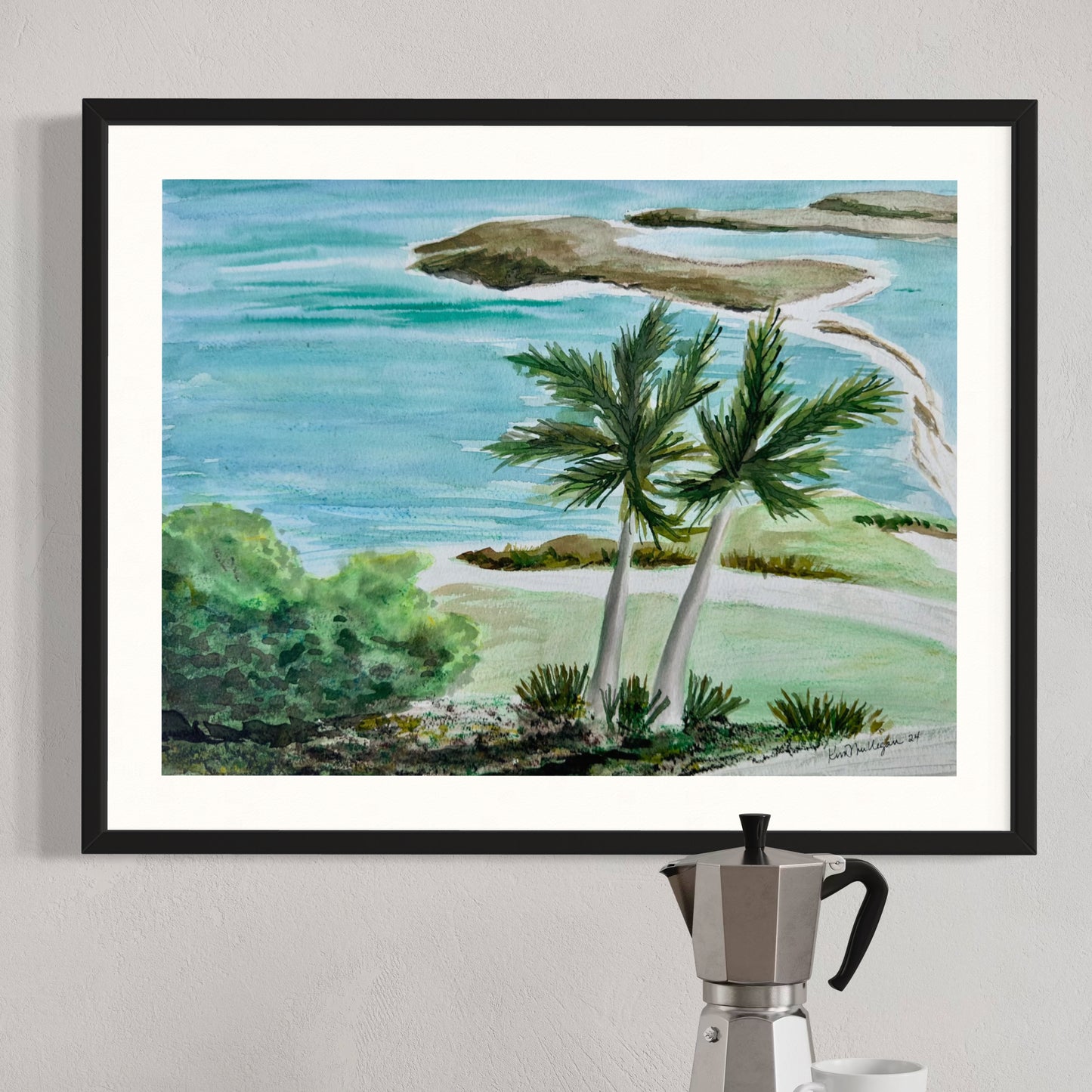 Print of Islands and Palms Watercolor Painting