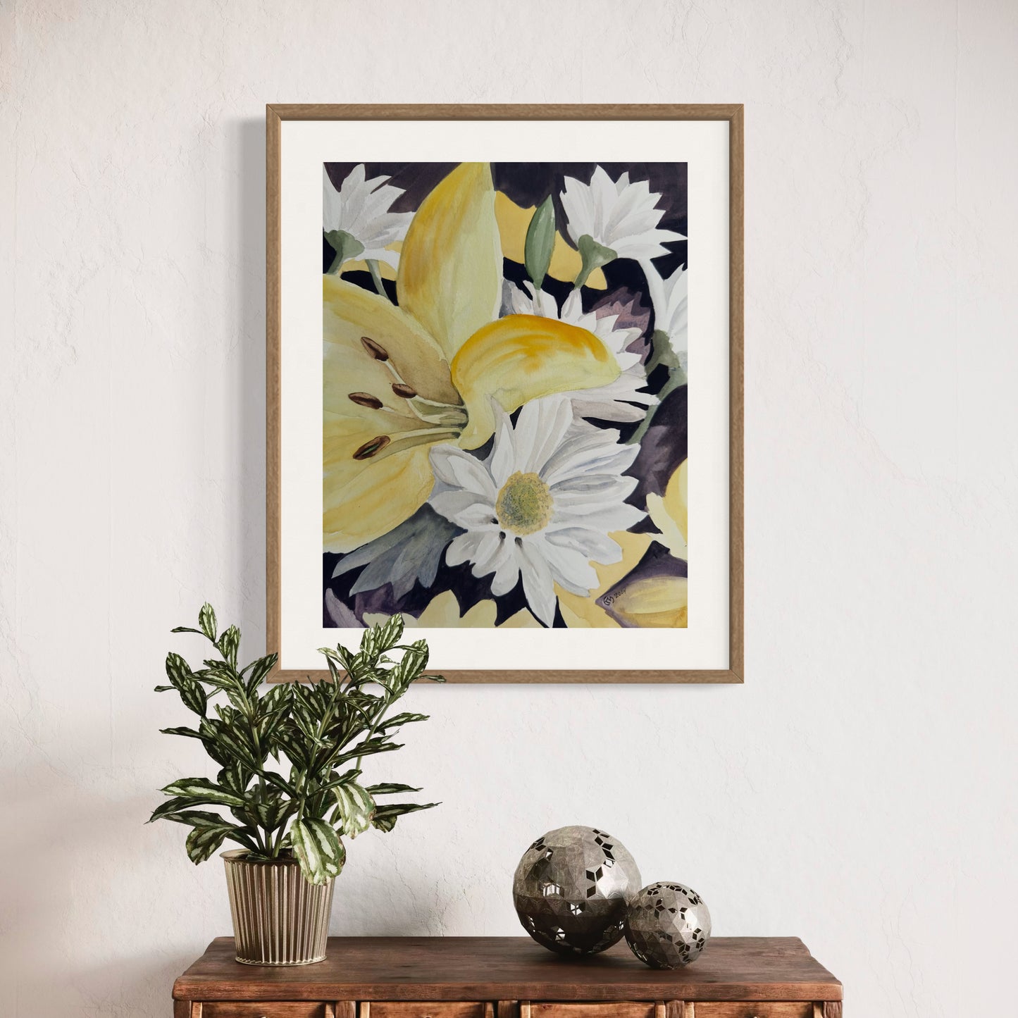 Print of Lilies and Daisies