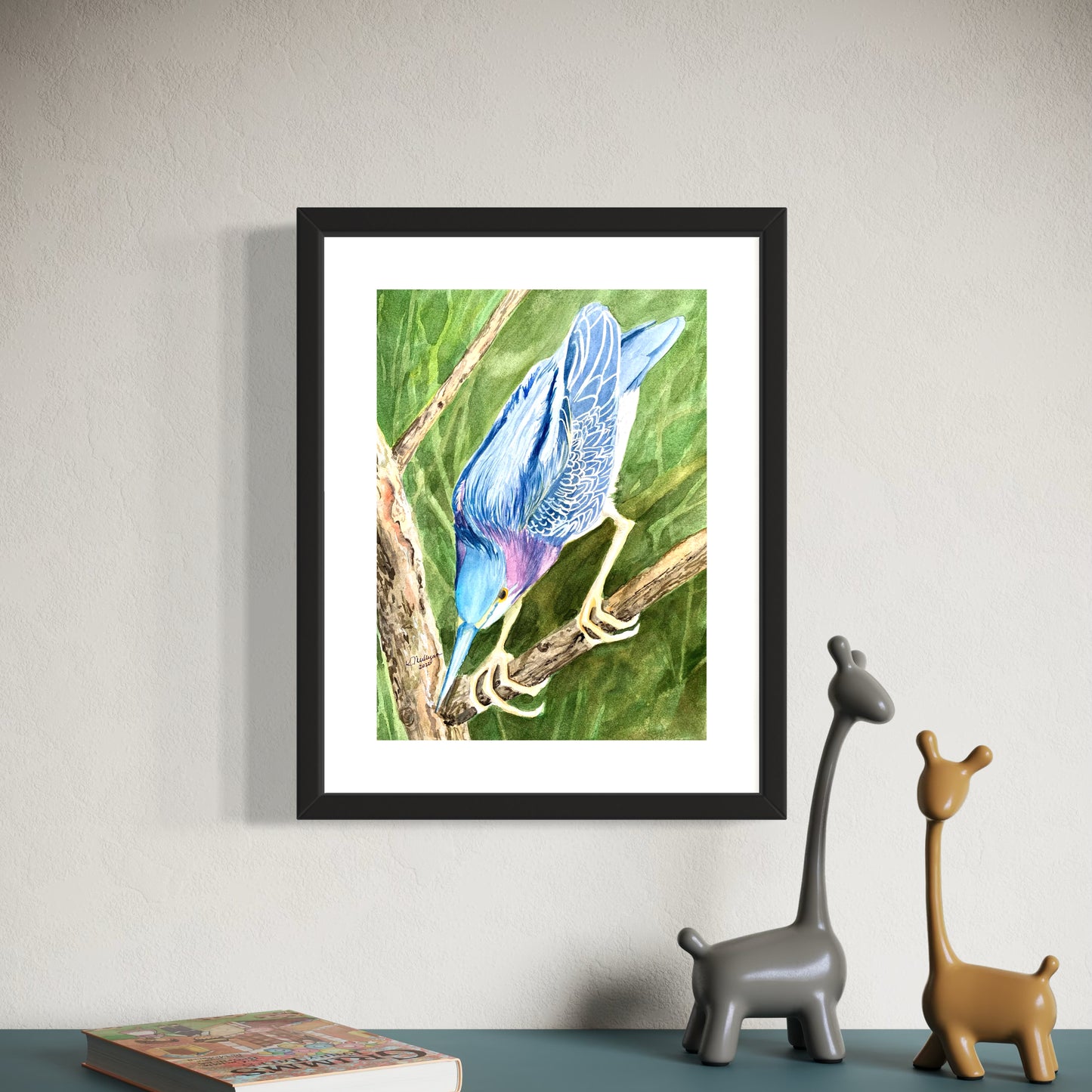 Little Green Heron Original Watercolor Painting