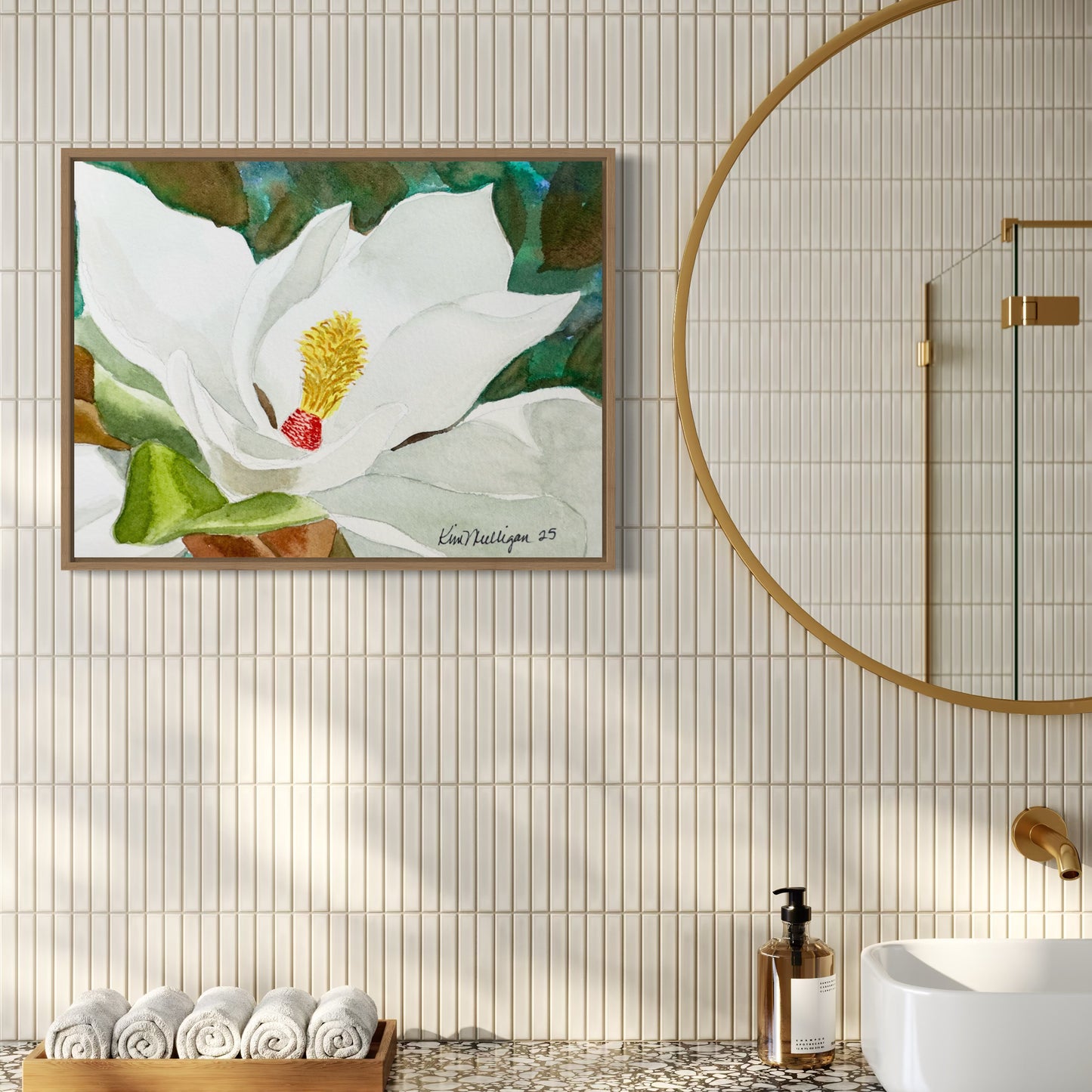 Print of Magnolia Blossom Watercolor Painting