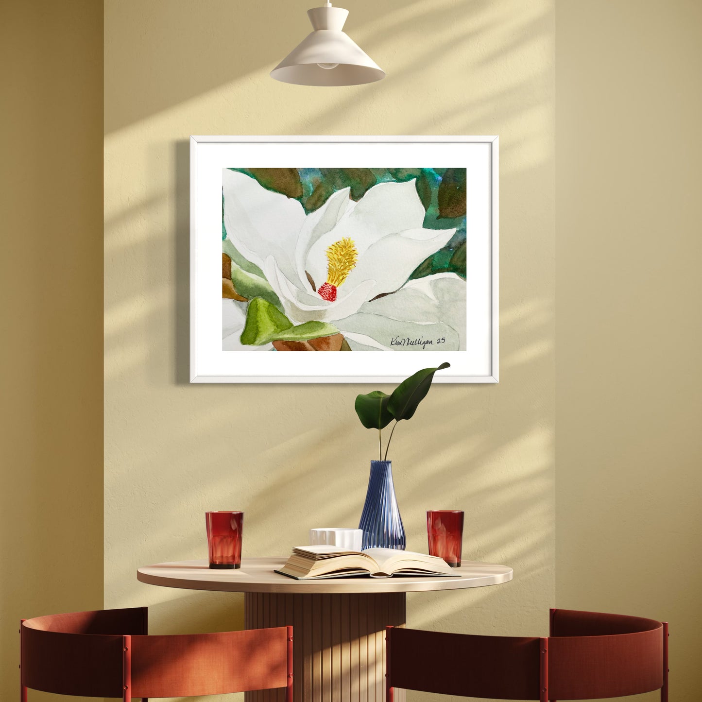 Print of Magnolia Blossom Watercolor Painting
