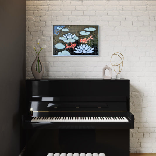 Water lilies and Goldfish Handcrafted Mosaic Art