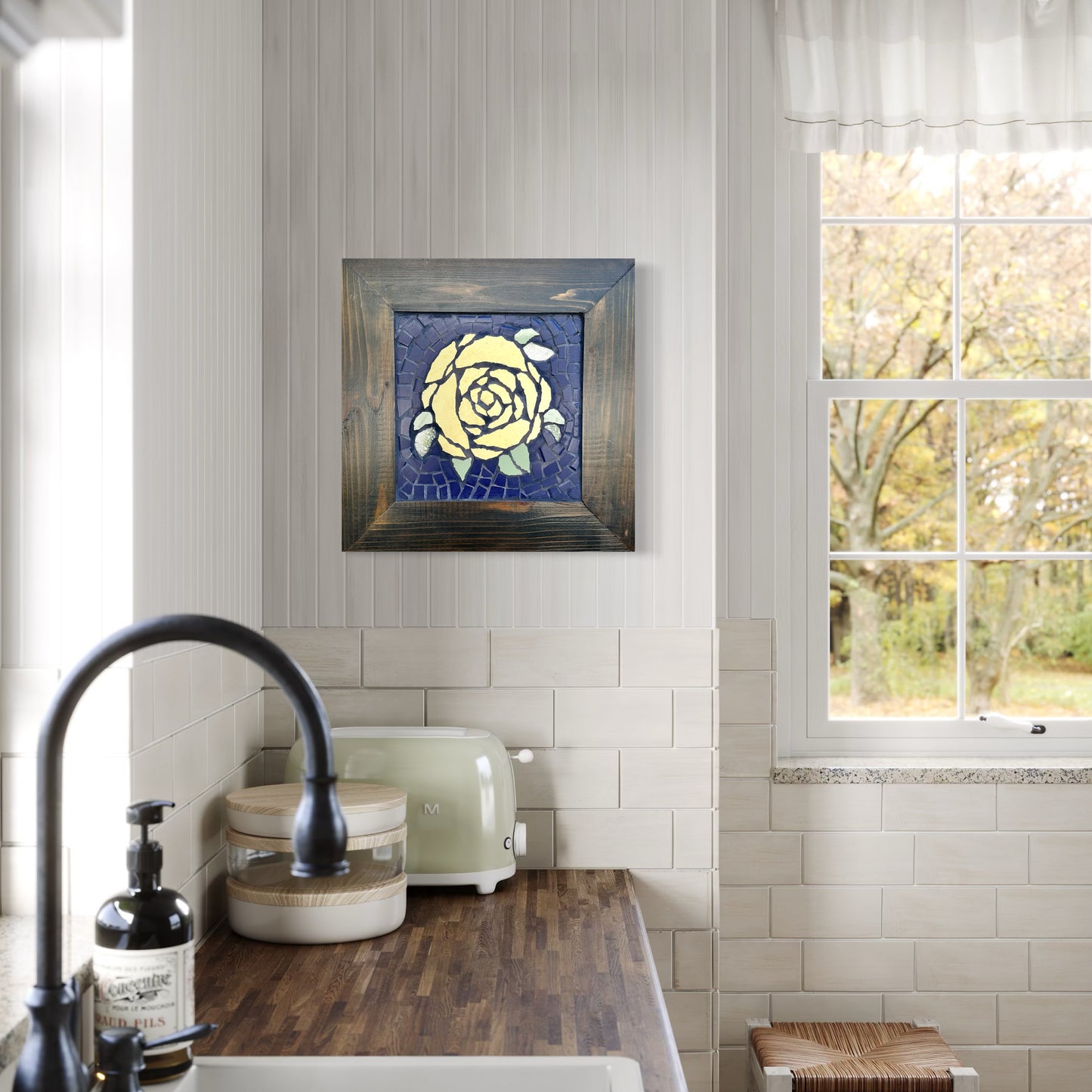 Handcrafted Mosaic Art: Yellow Rose