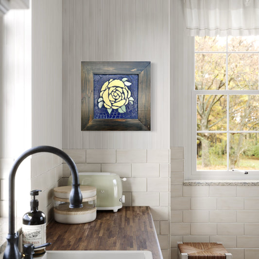 Handcrafted Mosaic Art: Yellow Rose