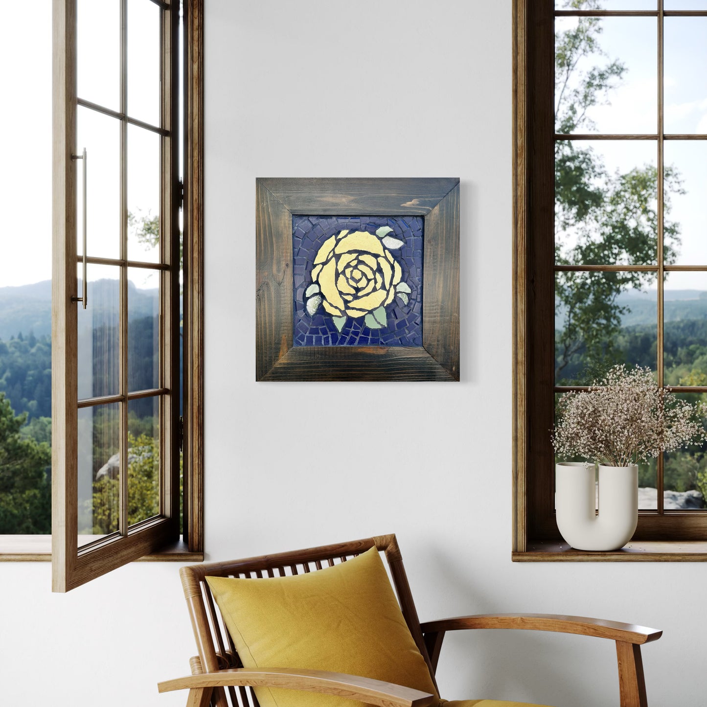 Handcrafted Mosaic Art: Yellow Rose