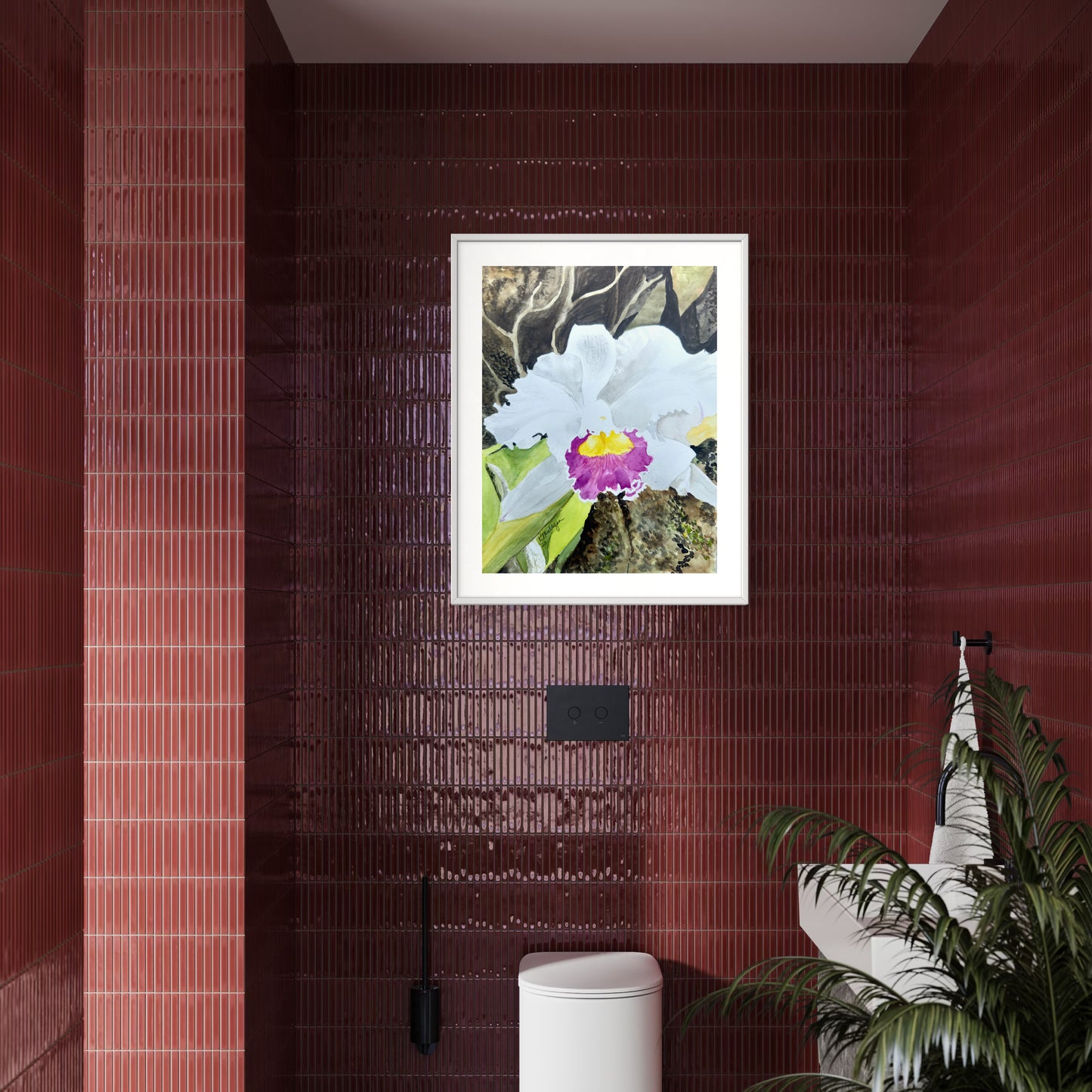 Print of Pink and White Orchid Flower