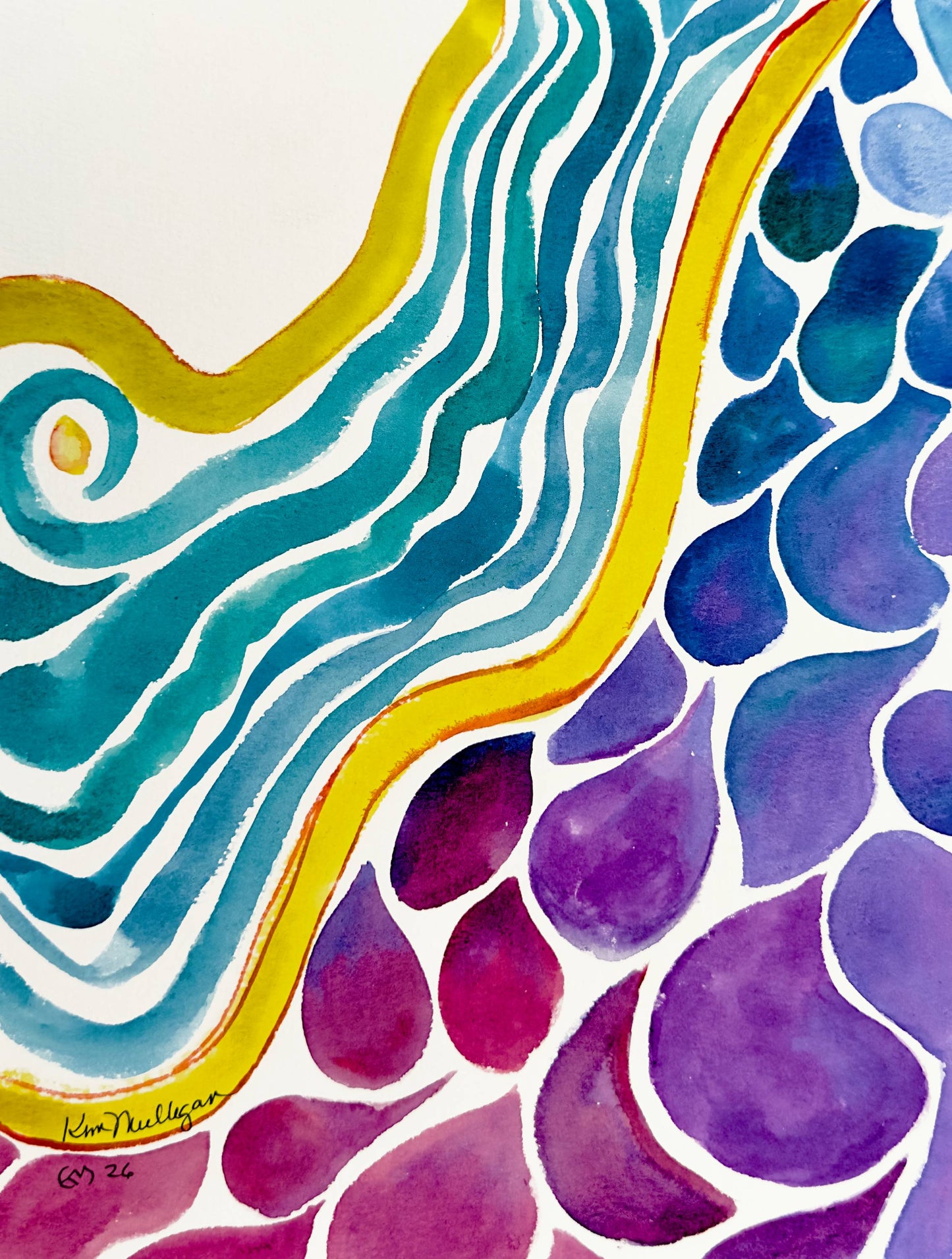 Prints of Organic Flow Triptych - Abstract Watercolor Paintings