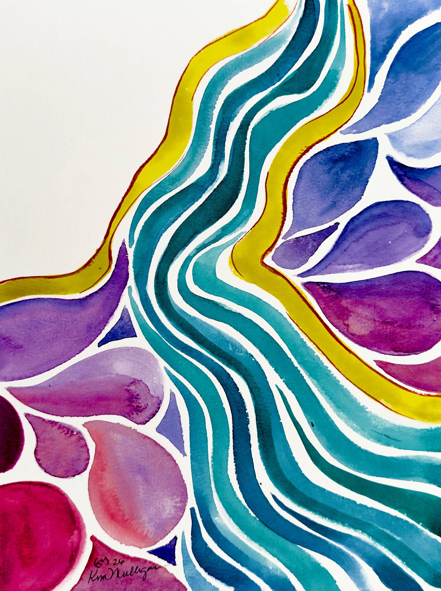 Prints of Organic Flow Triptych - Abstract Watercolor Paintings