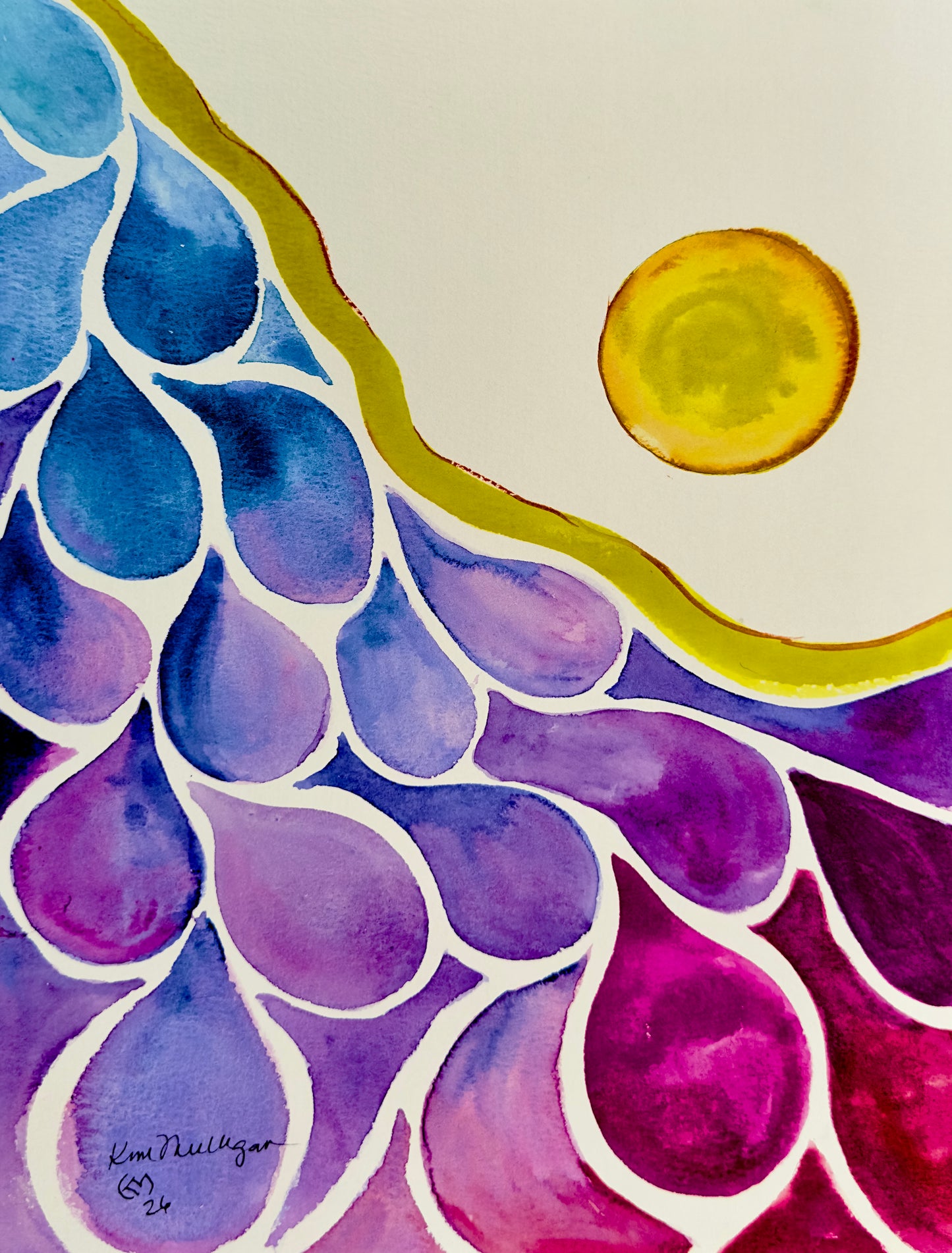 Organic Flow Triptych - Original Abstract Watercolor Paintings each 9x12 total 27x12
